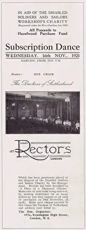 Subscription: Advert for a subscription dances at Rector's Nightclub, Lond