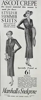Snelgrove: Advert for Summer Suits in Ascot Crepe