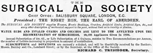 Trusses: Advertisment for The Surgical Aid Society