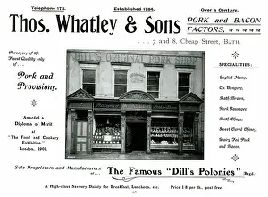Pork: Advert for Thomas Whatley & Sons, Cheap Street, Bath