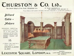 Thurston: Advert, Thurston & Co Ltd, Billiard Table Makers, London