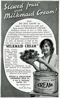 Condensed: Advert for tinned Milkmaid Cream 1914