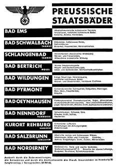 Spas: advertising, tourism, Prussian State Spas, advert