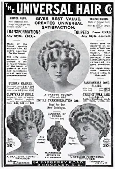 Fake: Advert for Universal hair extensions 1910