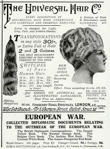 Additions: Advert for Universal hair extensions 1916