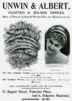 Fringe: Advert for Unwin & Albert fringes 1898