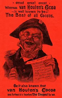 Cheapest: Advert, Van Houten's Cocoa, with town crier