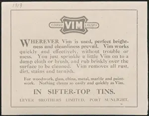Sifter: Advertisement for Vim cleaning product