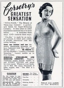 Corsetry: Advert for Vita-Flex corsets 1939