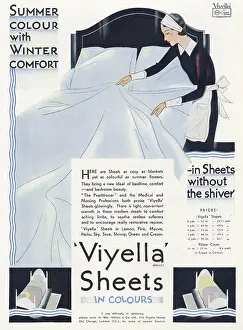 Pillows: Advert for Viyella Sheets in Colours