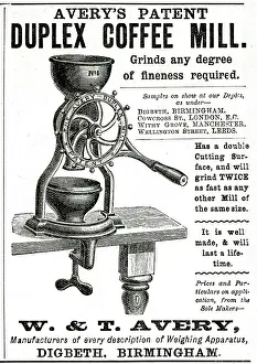 Grinder: Advert for W. & T Avery, Duplex Coffee Mill. 1888