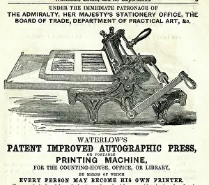 Patent: Advert, Waterlow's Patent Autographic Press