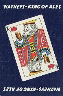 Pint: Advert, Watneys Beer, King of Ales, playing card back