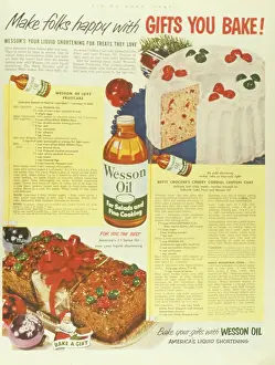 Cakes: Advertisement for Wesson Oil, liquid shortening