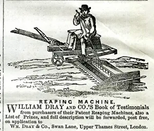 Patent: Advert, William Dray and Co, Reaping Machine