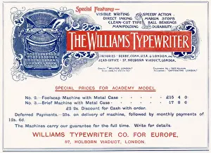 Typewriting: Advert for Williams Typewrtier Co. 1906
