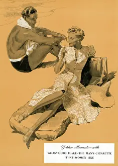 Sunbed: Advert for Wills Gold Flake cigarettes 1939