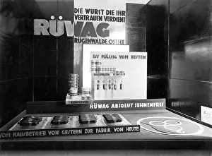 Sausage: Advertising window for the Ruegenwalder Sausage and Meat Ind