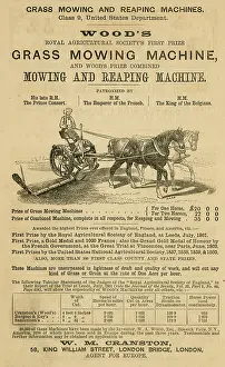 Reaping: Advert, Wood's Grass Mowing Machine