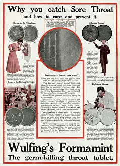 Sore: Advert for Wulfing's Formamint tablets 1913