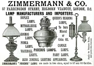 Zimmermann: Advert in Zimmermann & Co. lamps 1888