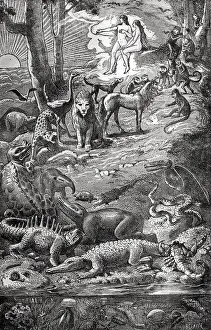 Avant: Adam and Eve with Dinosaurs, 1886