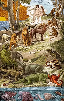 Avant: Adam and Eve with Dinosaurs, 1886