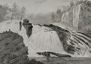 Roux: Adley Falls. Hudson river. State of New York - Milbert