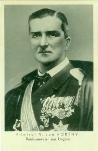 Deteriorated: Admiral N von Horthy head and shouldes