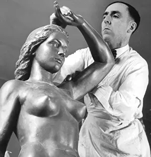Abel: Adolf Abel working on the statue Der Morgen