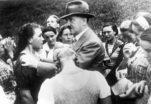 Admirers: Adolf Hitler with admirers, 1938