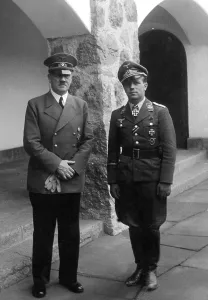 Berghof: Adolf Hitler with air force Captain Wick, WW2
