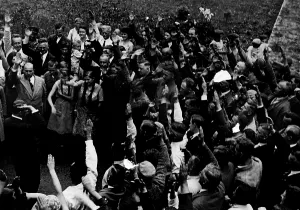 Amidst: Adolf Hitler amidst an enthusiastic crowd, 1934