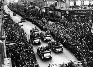 Cheering: Adolf Hitler during the annexation of Austria