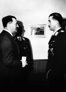 Bravery: Adolf Hitler awards Colonel Galland, 1941