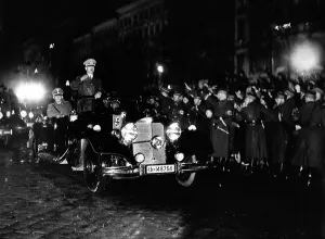 Chauffeured: Adolf Hitler in the big Mercedes, 1939