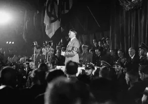 Buergerbraeukeller: Adolf Hitler in the Buergerbraeukeller, 1934