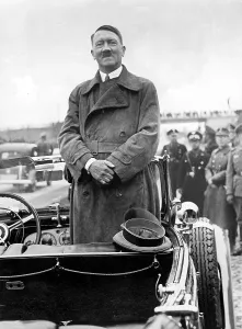 Breslau: Adolf Hitler in car at completion of 1000th km, near Breslau