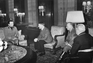 Grandi: Adolf Hitler with Count Dino Grandi, Italian Justice Ministe