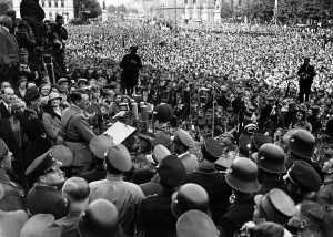 Speakers: Adolf Hitler delivers a speech on May Day, 1936
