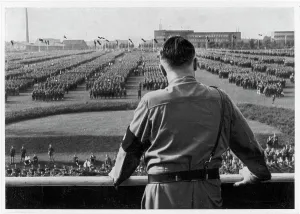 Backview: Adolf Hitler at Dortmund Rally