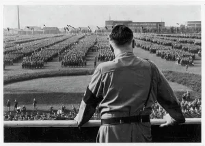 Backview: Adolf Hitler at Dortmund Rally