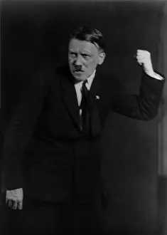 Rehearsed: Adolf Hitler in dramatic oratorical pose. He rehearsed