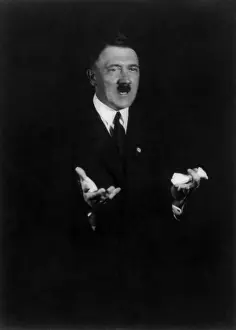 Rehearsed: Adolf Hitler in dramatic oratorical poses. He