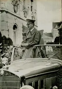 Driven: Adolf Hitler driven through a German city in an