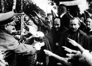 Loyalty: Adolf Hitler drives through Memelland, 1935