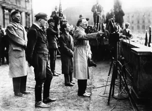Rapidly: Adolf Hitler at an election rally, 1932