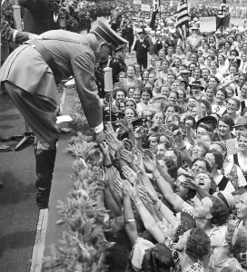 Homage: Adolf Hitler with enthusiastic crowds, Wroclaw