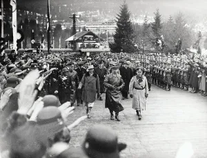 Pacing: Adolf Hitler on final day of Fourth Winter Olympics