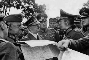 Reichenau: Adolf Hitler with generals during the combat in Poland, 193